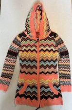 VTG Missoni for Target Kids M Zig Zag Hooded Zip Up Sweater Chevron Colorful