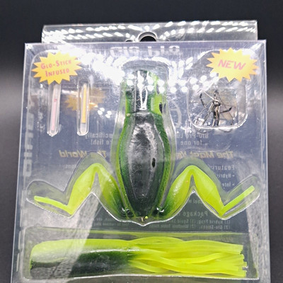 Glo-Pro Lures Hybrid Frog Topwater Glo-Stick Infused Weedless Green/Black