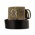 Leather belt with handmade buckle Combat Medic, Paramedic, Medical Corps symbol