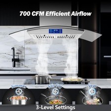 700cfm 36 Inch Island Range Hood Kitchen Stove Vent Touch Control Led Light New