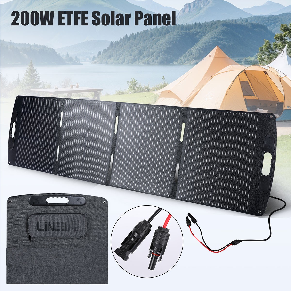 200W 100W Foldable Portable Solar Panel 23% Conversion Efficiency For RV Camping