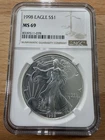 ⭐️1998 S$1 American Silver Eagle .999 1oz Silver NGC MS69⭐️