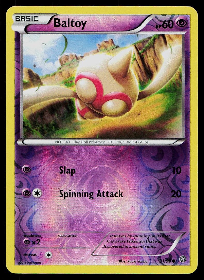 Pokemon Card Ancient Origins Baltoy 31/98 Reverse Holo Common