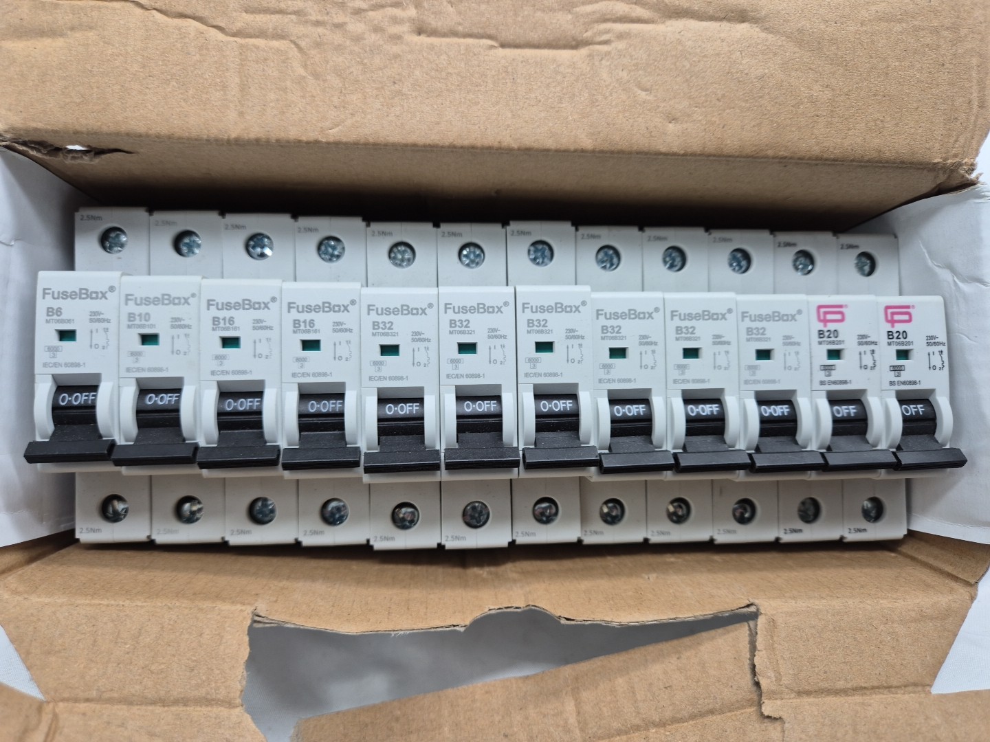12 Mixed FuseBox 1xB6 1xB10 2xb16 6x32A 2xb20 MCB's - Incl VAT
