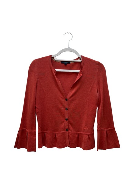 Vintage BURBERRY LONDON Silk Peplum Rust Cardigan Size 1 Small