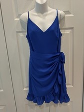 Lilly Pulitzer Wrap Dress With A Front Ruffle  Straps Blue Size 10 Preowned