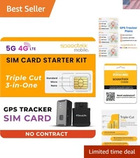 SpeedTalk Mobile GPS Tracker SIM Card Kit - 3-in-1, Flexible Plans, 24/7 Support