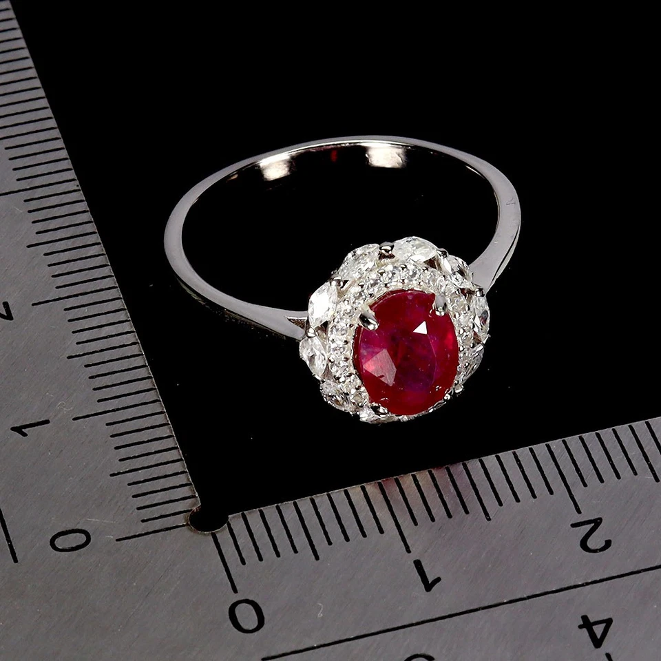 Anillo de plata de ley 925 rubí ovalado 8x6 mm piedras preciosas naturales joyería tamaño 7 Foto 3 de 4