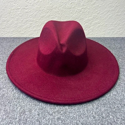 Sombrero Fedora Free People Para Mujer Ala Ancha Fieltro Borgoña Talla Única Mezcla de Lana - Imagen 1 de 4