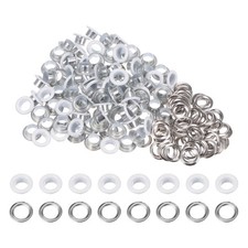 100 Set Round Grommets 6mm Hole Metal Eyelets...