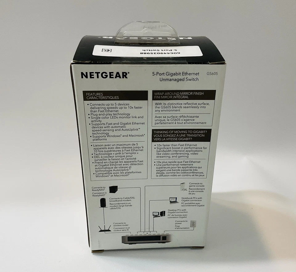 NETGEAR GS605NA 5 Port Gigabit Ethernet Unmanaged Switch - Image 3 of 4