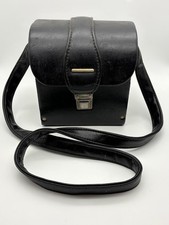 Vintage Faux Leather Black Camera Bag Green Velvet Interior Hard Sided Case