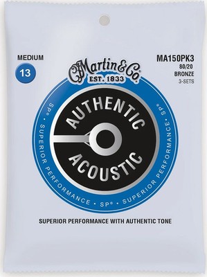 Martin Strings, 80/20 Bronze, Medium 13, 3 Pack