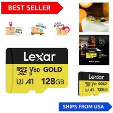 Gold 128GB Micro SD Card with V60 Speed Class - Perfect for High-Res Recording