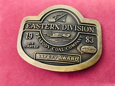 Collectible VTG Peabody Coal Company Belt Buckle New 1983 Safety Award Vintage