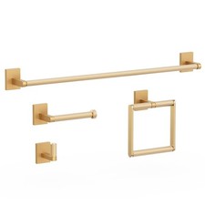 Bathroom Hardware Set 4 Piece Brushed Nickel/Brushed Gold Bathroom Accessorie...