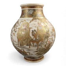 Antique Japanese Monumental Kyoto Satsuma vase by Seiko-en Chokei, Meiji period