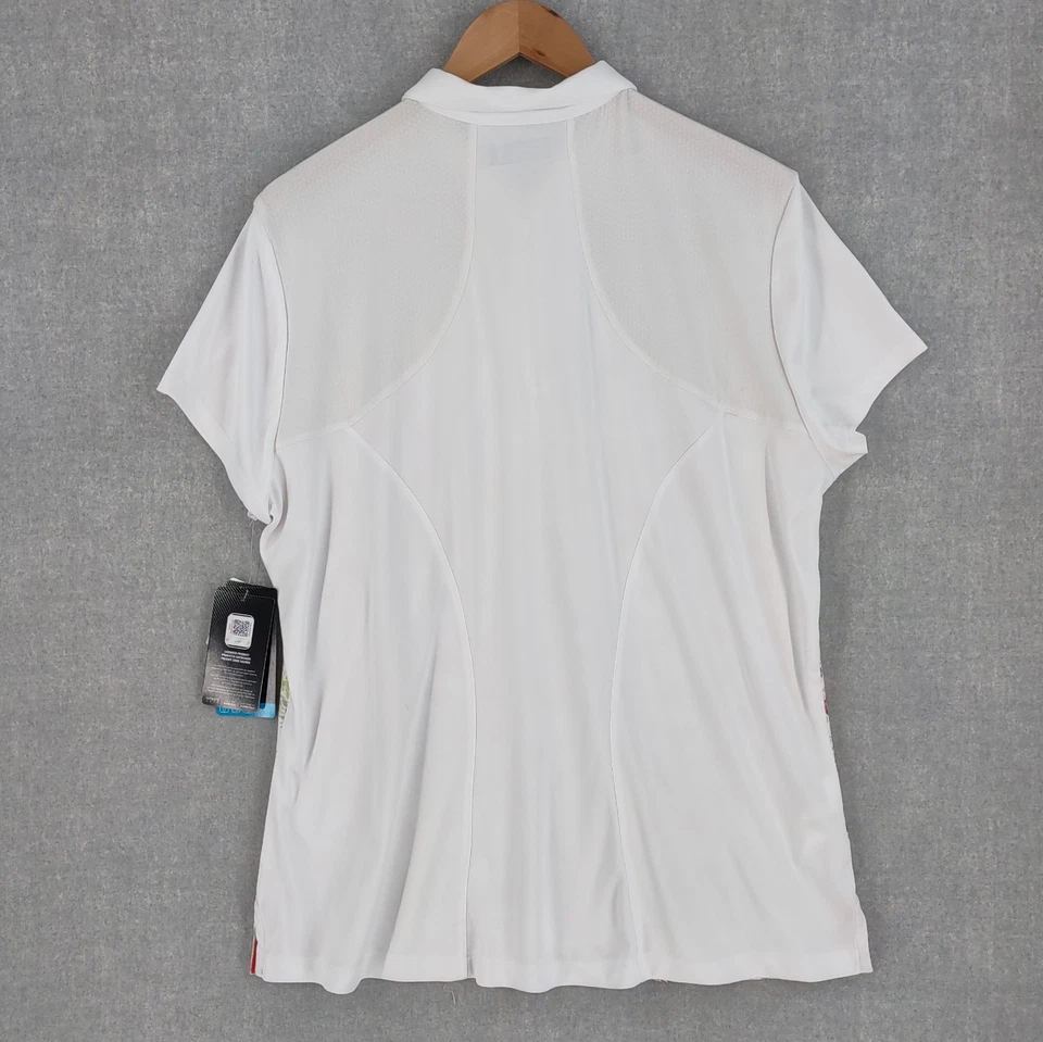 Polo de golf PGA Tour Air Flux Top XXL blanco floral 1/4 cremallera manga corta preppy Foto 2 de 4
