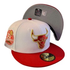 New Era Chicago Bulls 59FIFTY Fitted Hat Cap 6X NBA Champs Side Patch 7 5/8