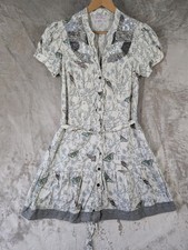 Be Beau Matalan Dress 10 Cotton Cream Floral Bird Butterfly Sequin Embellished
