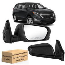 Right Passenger Side Mirror For 2018-2024 Chevy Equinox R-5Pins Black Texture