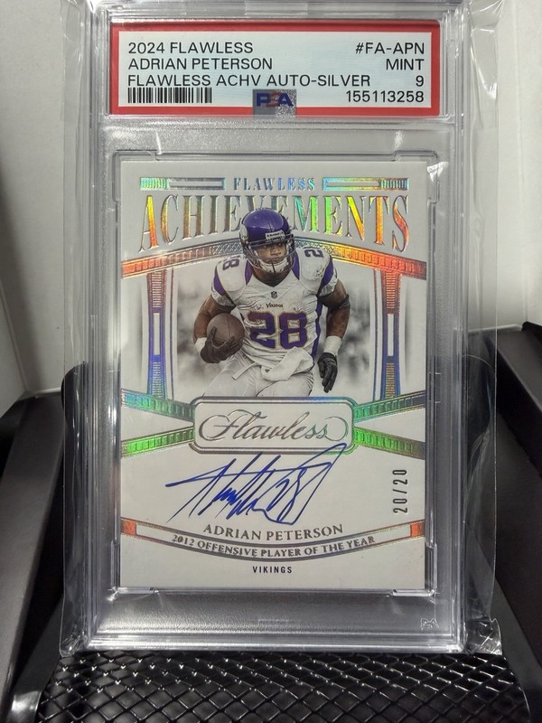 2024 Panini Flawless Achievements Adrian Peterson Auto Silver /20 PSA 9 POP 1