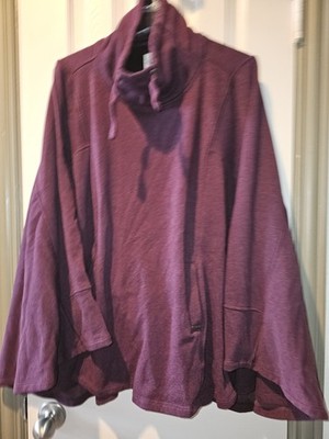 UGG Poncho Sweater Womens Sz XL Burgandy Turtleneck Charlynne Fleece Regular-Fit