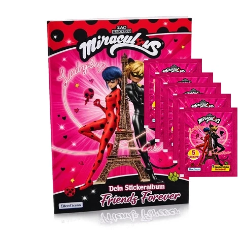 Blue Ocean Miraculous Ladybug Friends Forever Sticker Album + 5 Sticker Bags - 25