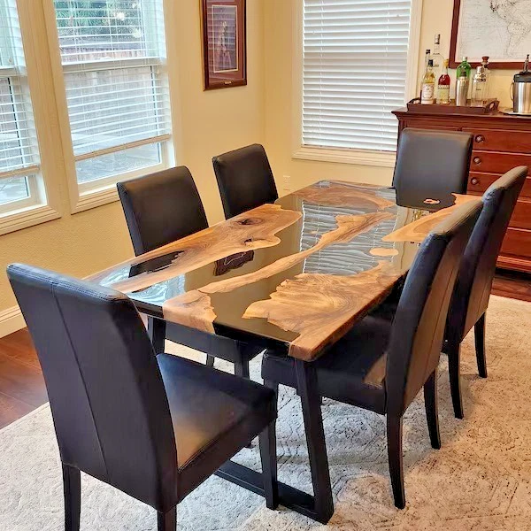 Epoxy Resin Walnut Wood Table Top Custom Order For Home Decor Kitchen Dinning - Image 4 of 4