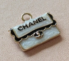 Chanel Button White Purse Charm 24mm Zipper Pull