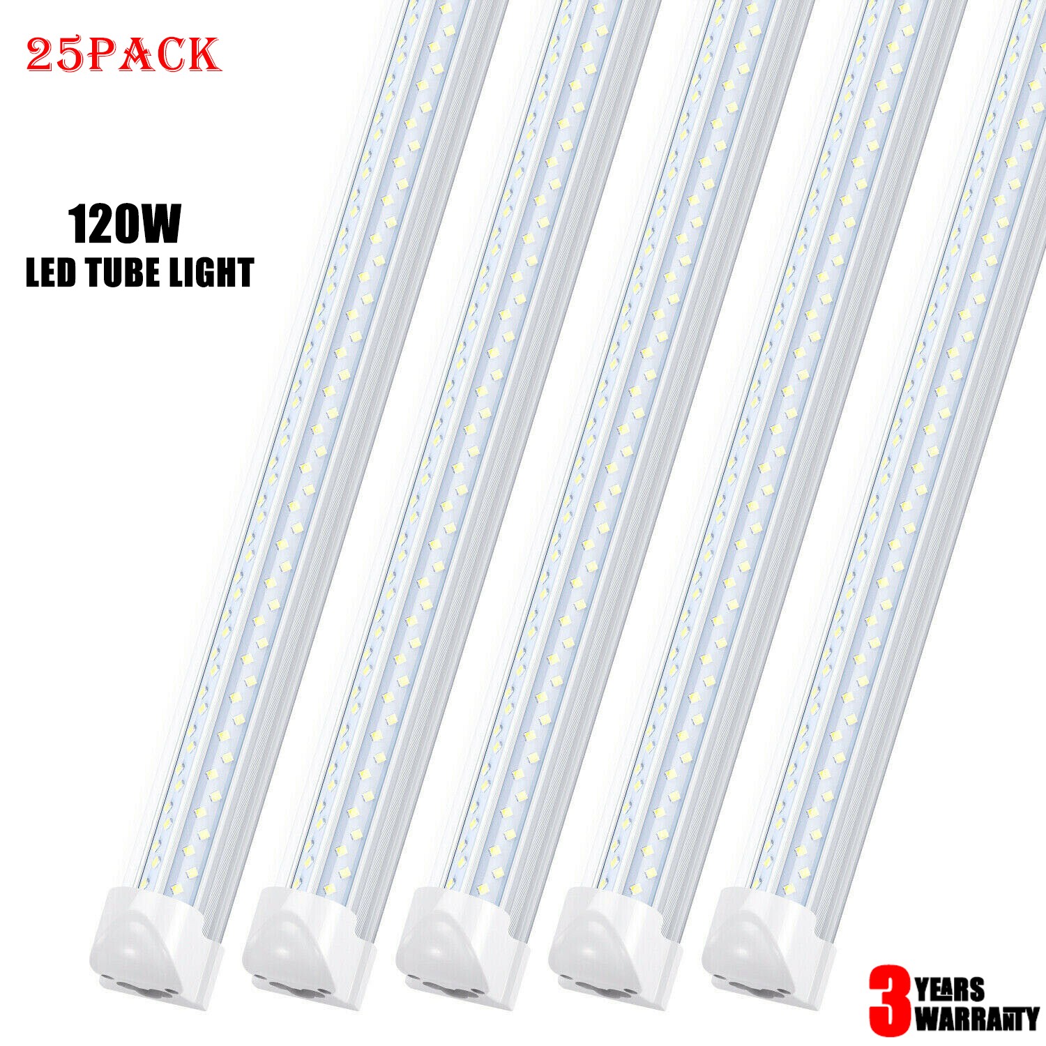120W LED Tube Light 2FT 4FT 5FT 6FT 8FT V-shape T8 LED Shop Light Fixture 6000K