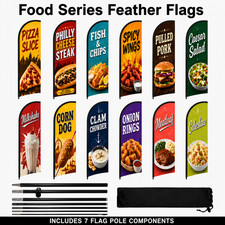 Food Sign Feather Flag with Pole Kit  8.2FT Food Business Advertising Flag.