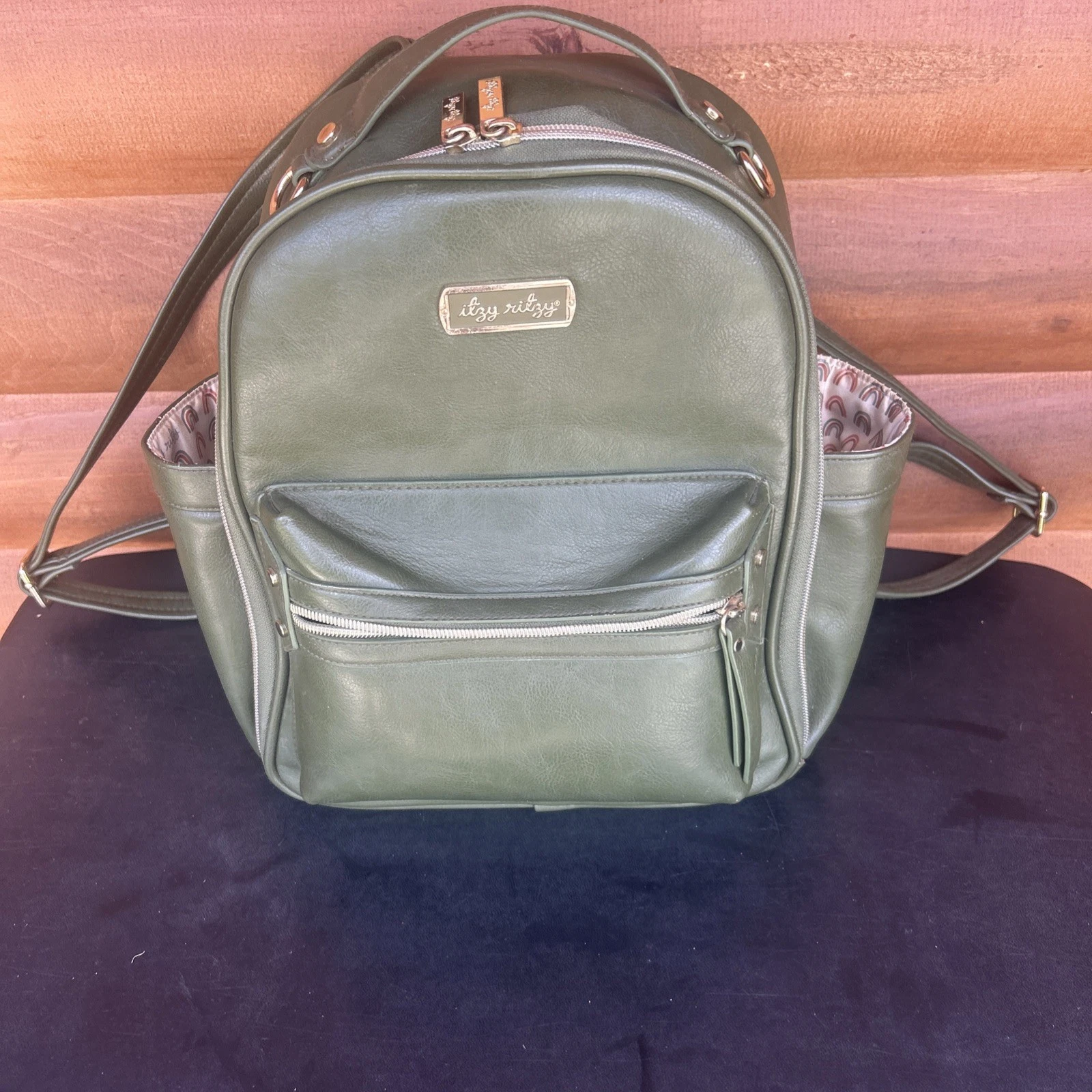 Itzy Ritzy Diaper Backpack Baby Bag Green Vegan Leather w/ Changing Pad
Opens in a new window or tab