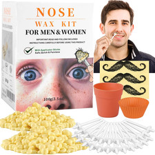 Nose Wax Hair Removal Kit by  100G Wax, 30 Applicators 15-30 Uses  Painless