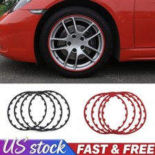 4pcs 16-20 Inch Car Wheel Hub Rim Trim Tire Guard Strip Protector Decor Ring
