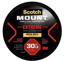 3M Scotch-Mount 414H-LONG-DC Black Extreme Double Sided Foam Tape 1 in. x 400 in