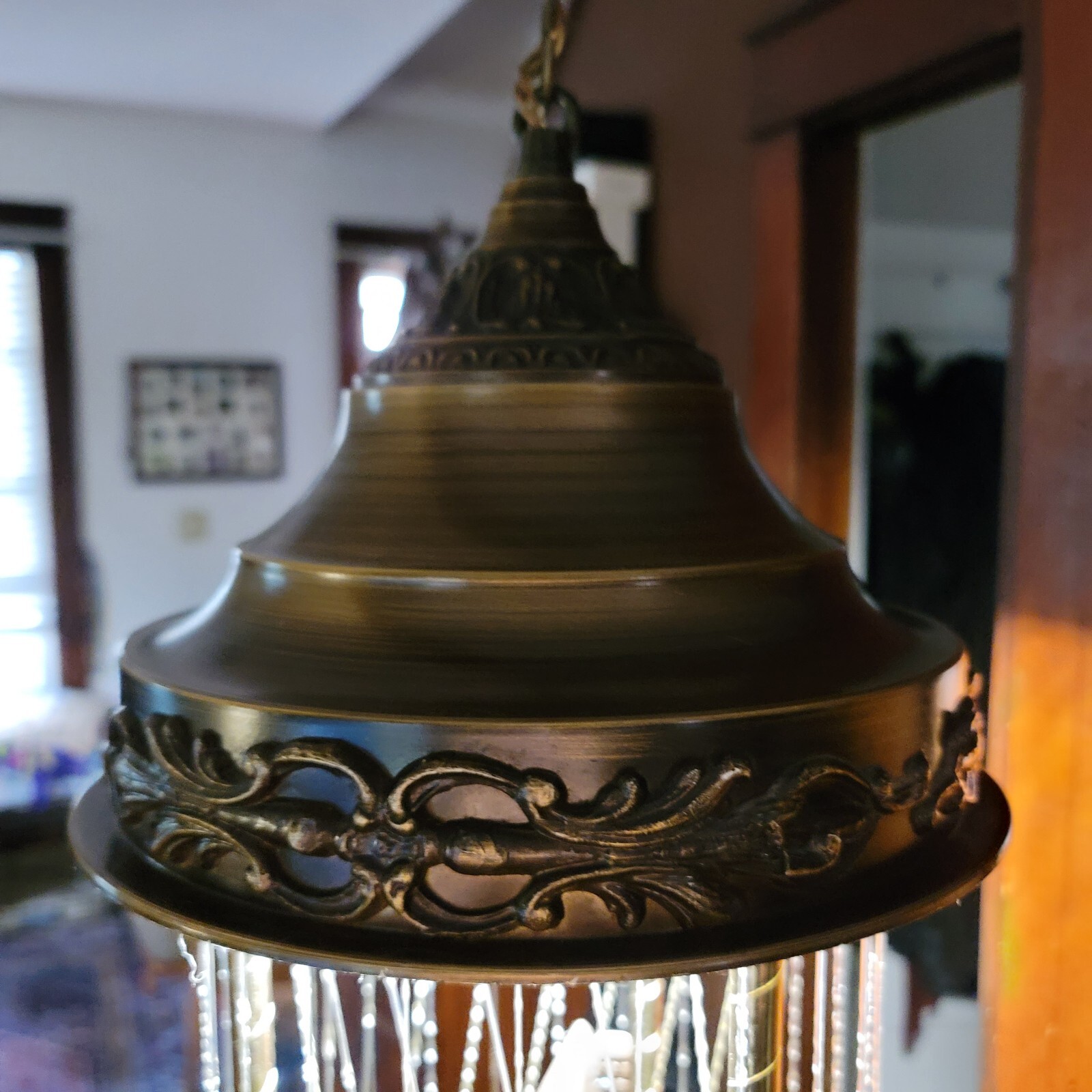 Antique Oil Lamp, Water Wheel, Vintage 70s Hanging Mineral Oil Rain