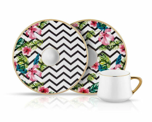 Bone China Geometric Coffee Cups