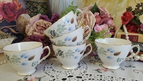 colclough linden tea cups X 5 - Picture 10 of 12