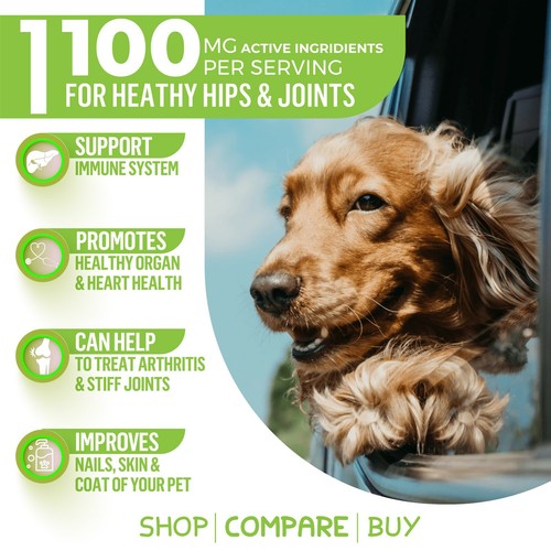 Hemp Hip & Joint Supplement for Dogs Mobility Glucosamine Chondroitin 120 Chews - Picture 3 of 7