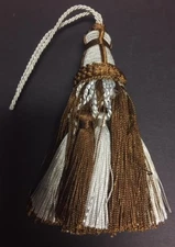 5&1/2" DARK BROWN MINT TIED KEY TASSEL FABRIC TRIM  LOT OF 2