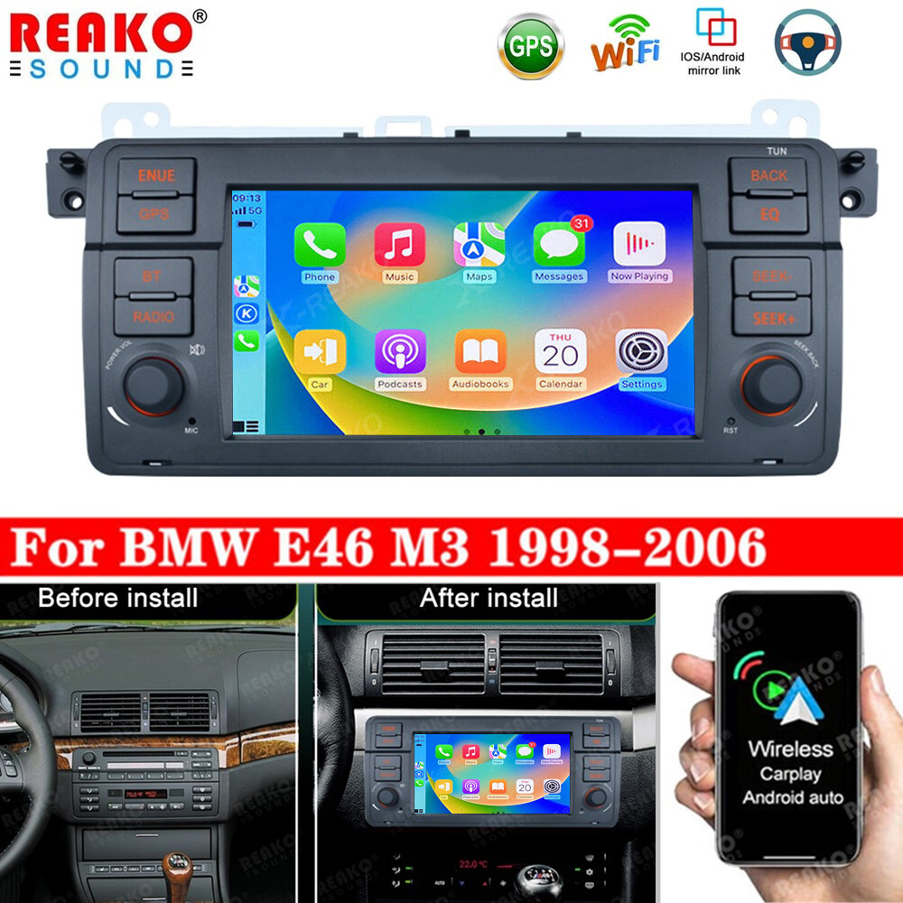 Hikity Autoradio Android 15 2G 64G pour BMW Série 3 E46 (1999-2005