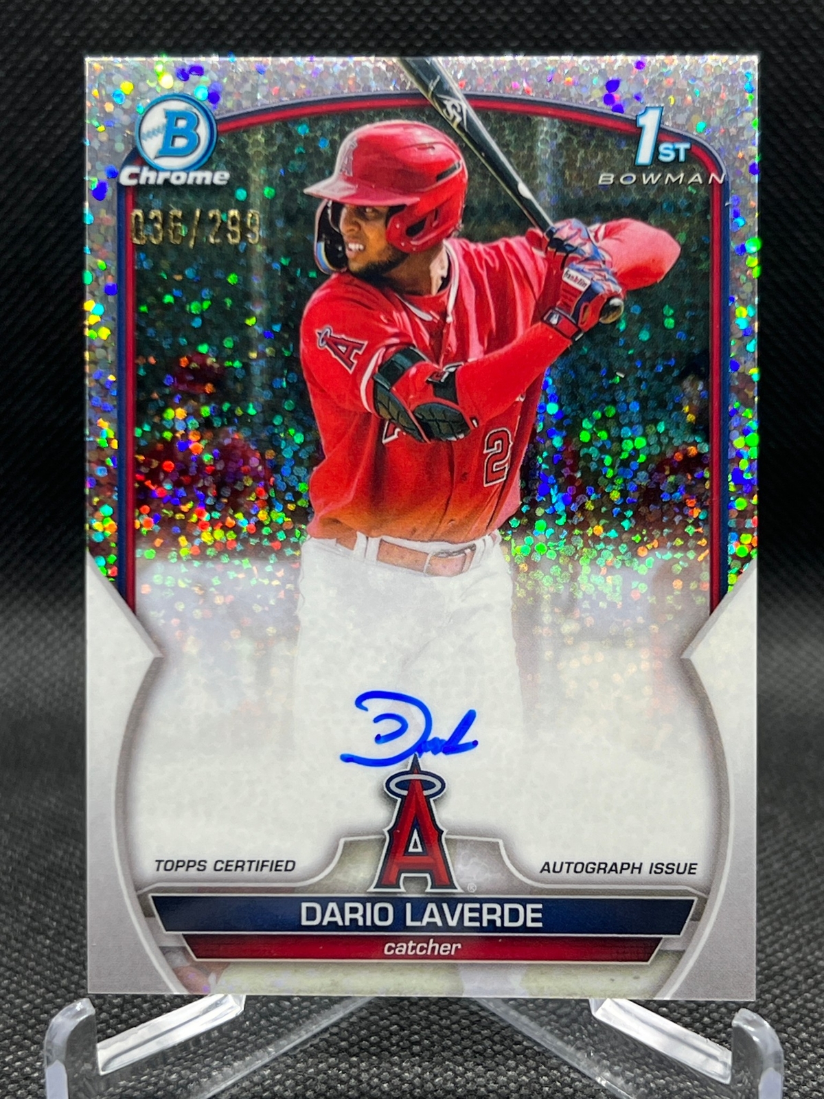 2023 Bowman Chrome DARIO LAVERDE SPECKLE REFRACTOR AUTO 36/299 ANGELS CPA-DL