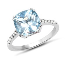 Natural Blue Topaz Gemstone with 925 Sterling Silver Ring for Women's 3981