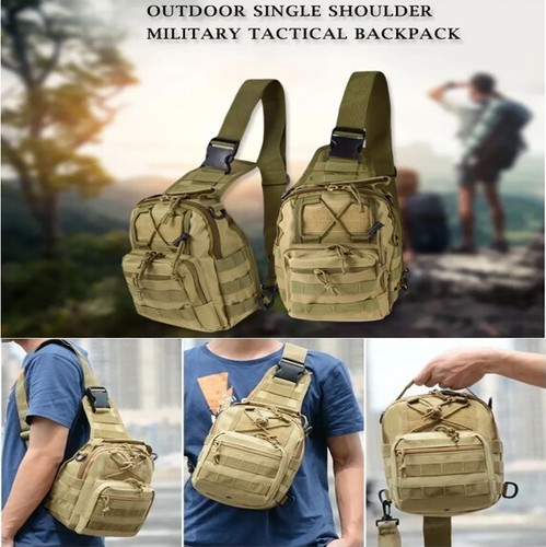Mens Tactical Backpack Sling Shoulder Bag Molle Travel Chest Pack Outdoor Hiking - Picture 11 of 37