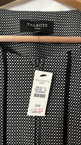 NWT Talbots Jacket Blazer Full Zip Black White Geometric Pockets Plus Size 22W - Picture 3 of 3