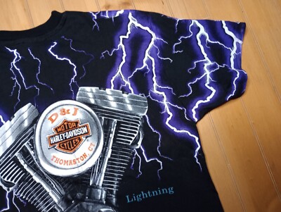 Vintage Harley Davidson Motorcycle All Over Print Thunder And