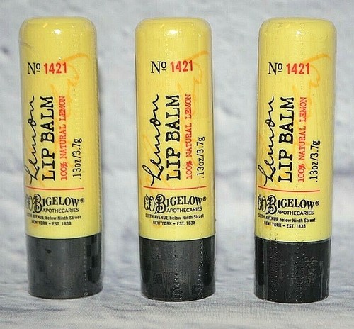 3 BATH & BODY WORKS C.O. BIGELOW LEMON LIP BALM CHAT STICK100% NATURAL NO 1421