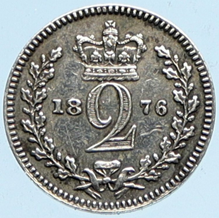 1876 GREAT BRITAIN UK Queen Victoria ANTIQUE VINTAGE Silver 2