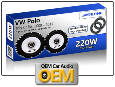 VW Polo Rear Door speakers Alpine car speaker kit with Adapter Pods 220W Max